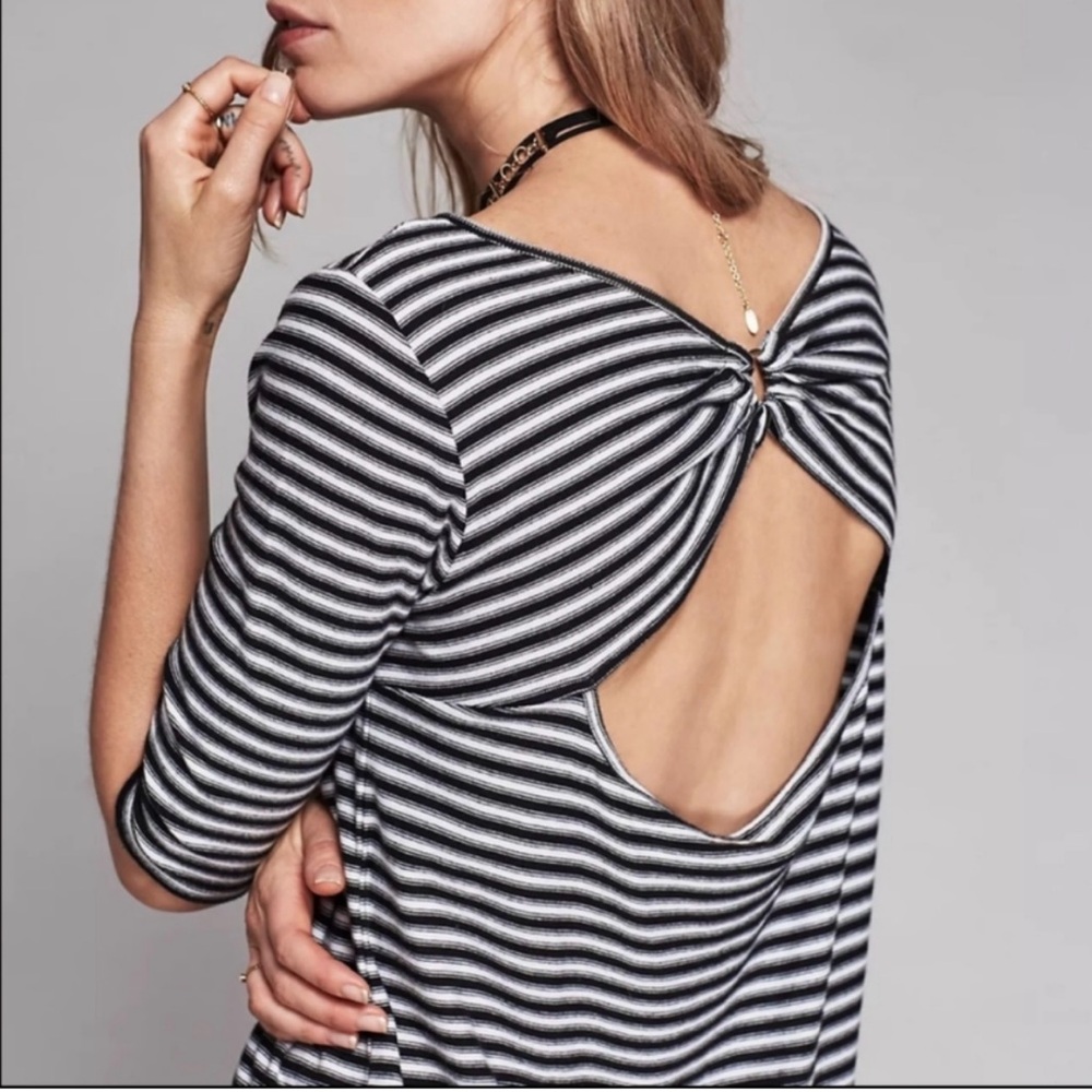 Free People We The Free Black & White Striped Dress Size XS